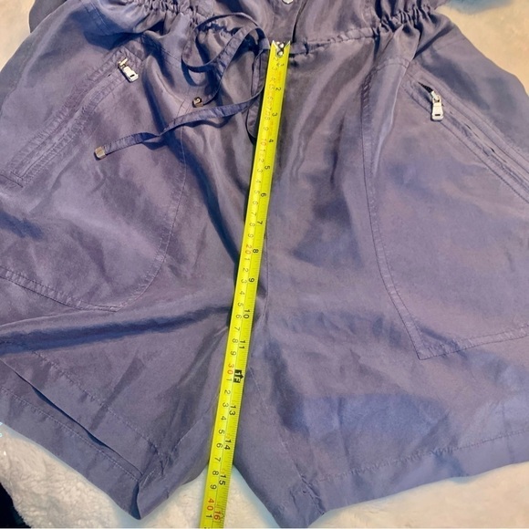 Per Se 100% Silk Romper Size 10 Carlisle Blue Grey Snap Pocket Drawstring Ties - Picture 15 of 16